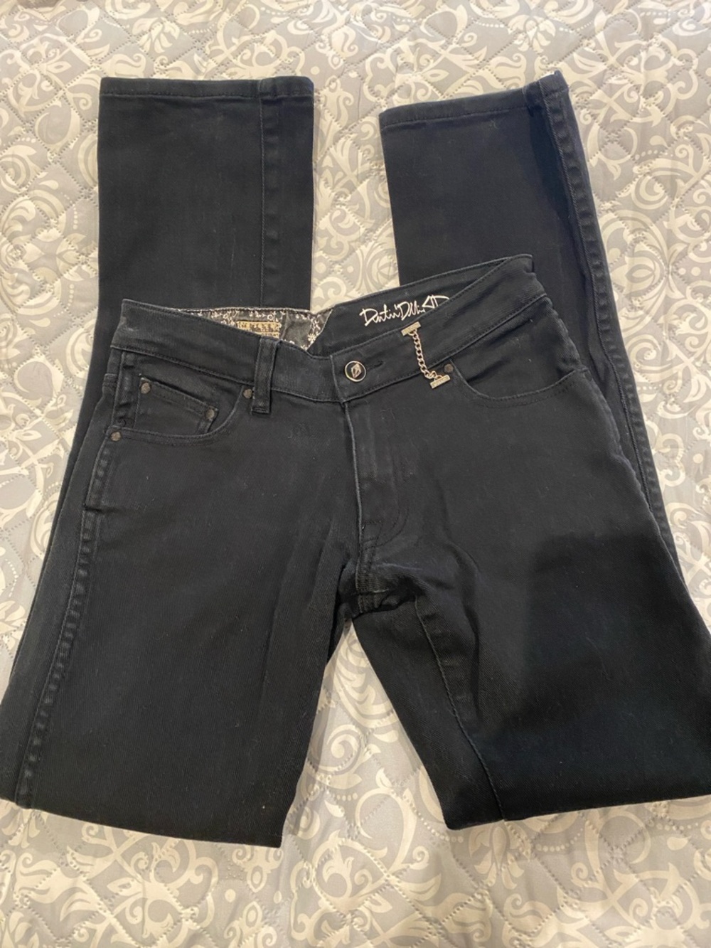 Dustin Dollin / Volcom Black Skinny Jeans with Subtle Branded Charm